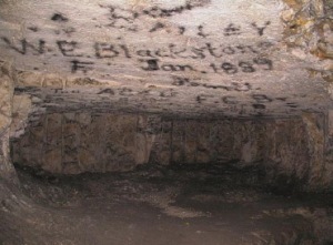 Cave in Jerusalem where Blackstone wrote his name